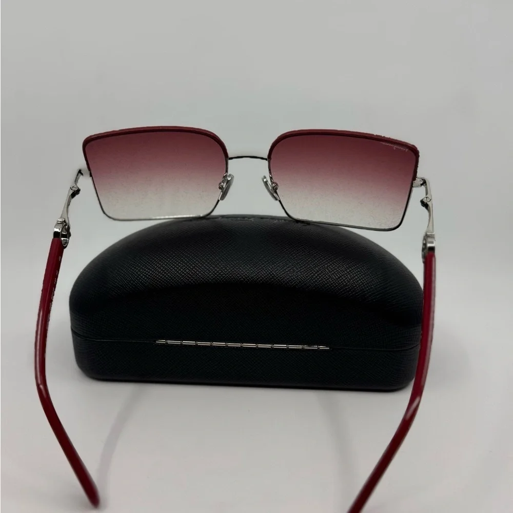 Salvatore Ferragamo Sunglasses Silver Frame /Red Pink Gradient Rectangle New!